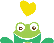 happy frog with yellow heart