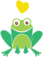 happy frog with yellow heart