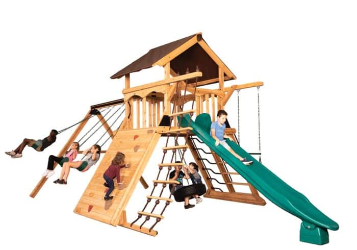 Olympian Peak XL 1 w/ Tarp Roof Mahogany Playset - Image 2