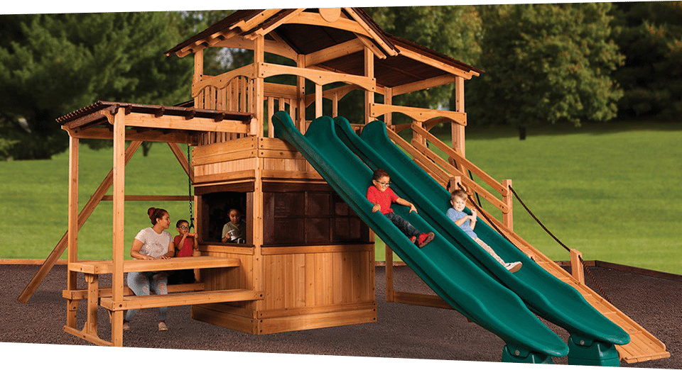 arizona-swing-set-easy-img Happy Kids Playing On A Wooden Playset In Arizona